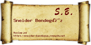 Sneider Bendegúz névjegykártya